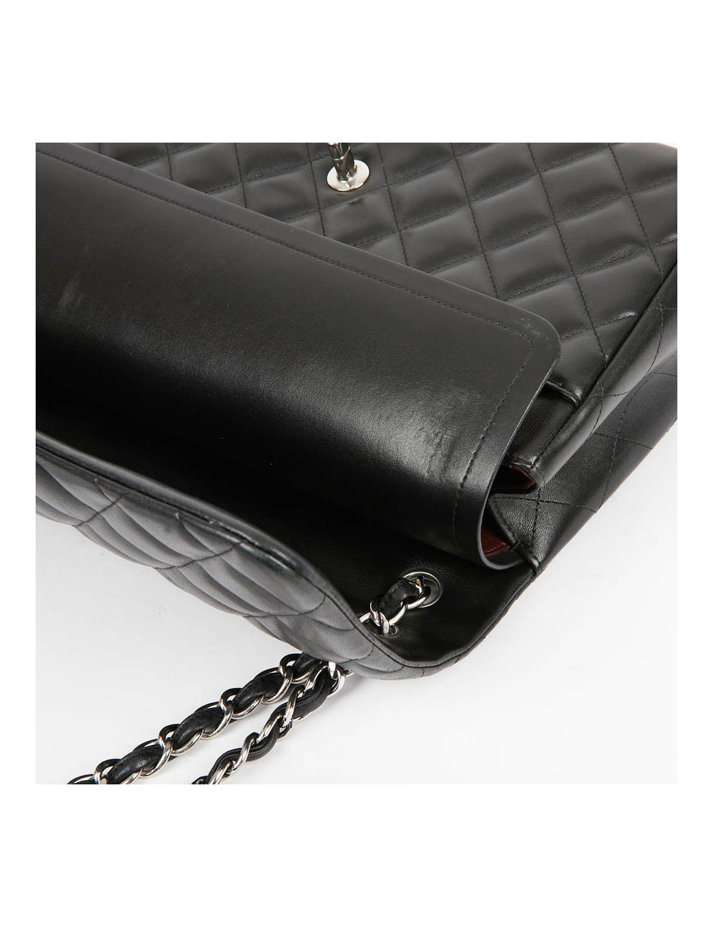 Grand sac classique CHANEL cuir d'agneau bijouterie argent