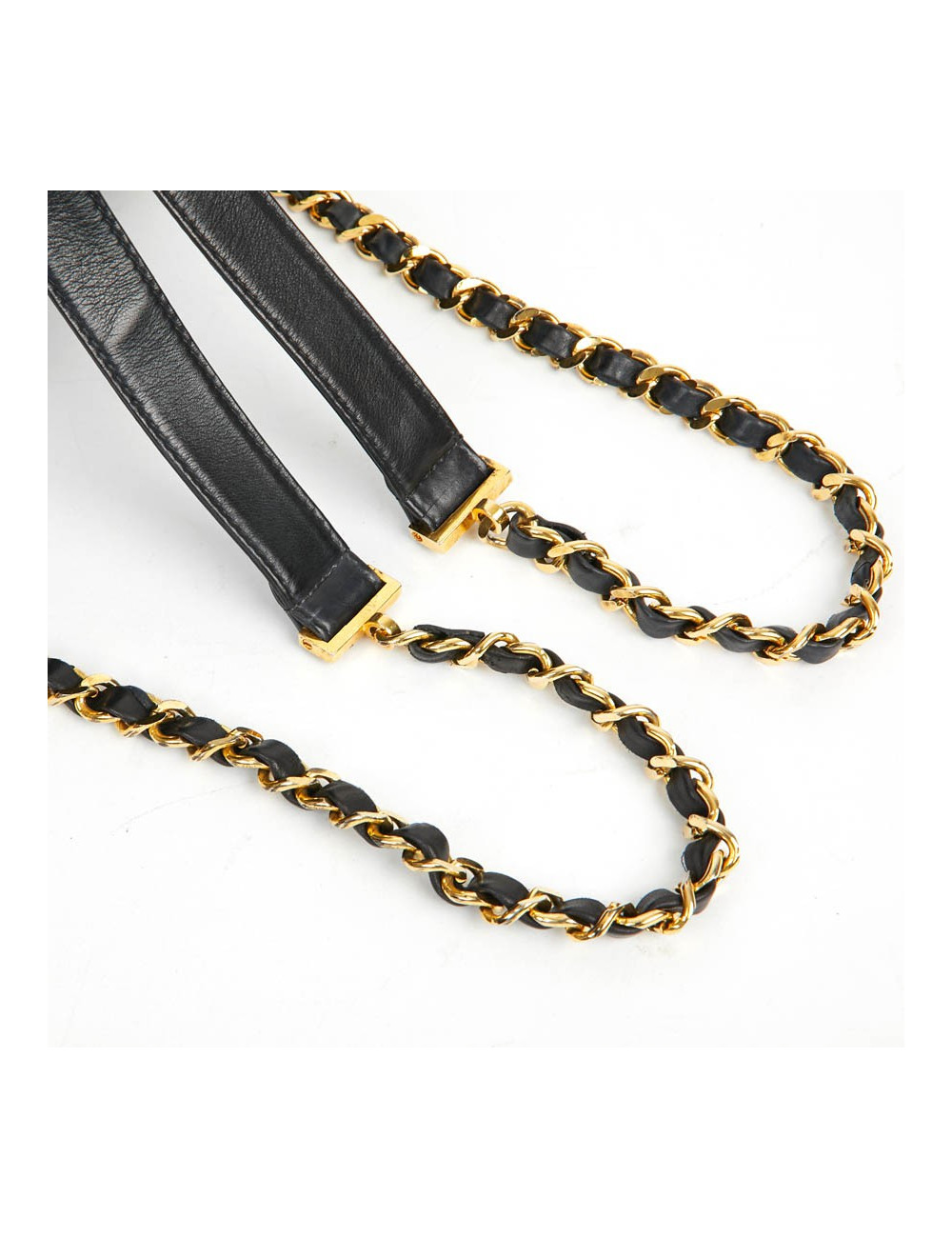 Sac a dos vintage CHANEL en toile et cuir bleu marine