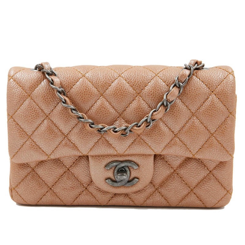 CHANEL Mini Timeless Bag in Beige Caviar Leather - VALOIS VINTAGE
