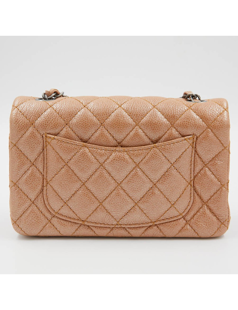 CHANEL Mini Timeless Bag in Beige Caviar Leather