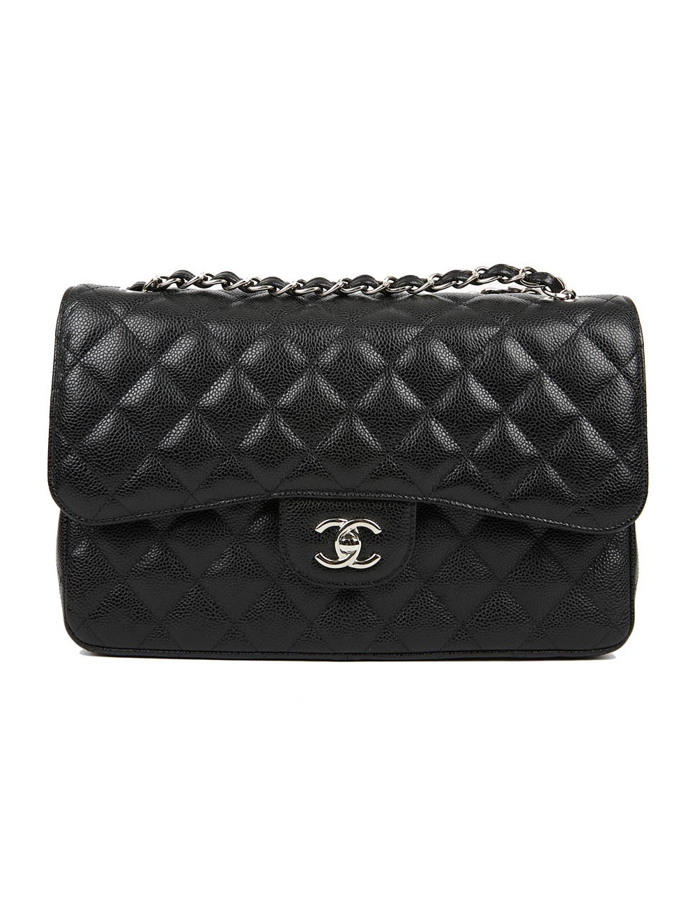 Sac Jumbo CHANEL cuir grainé noir