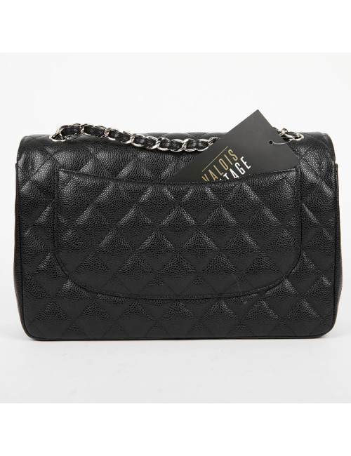 Sac Jumbo CHANEL cuir grainé noir