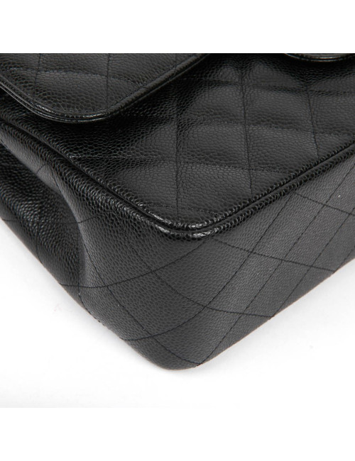 Sac Jumbo CHANEL cuir grainé noir