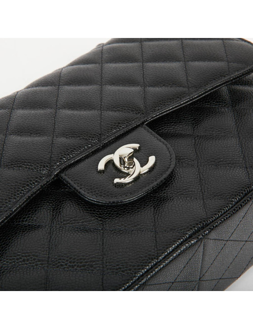 Sac Jumbo CHANEL cuir grainé noir