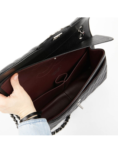 Sac Jumbo CHANEL cuir grainé noir