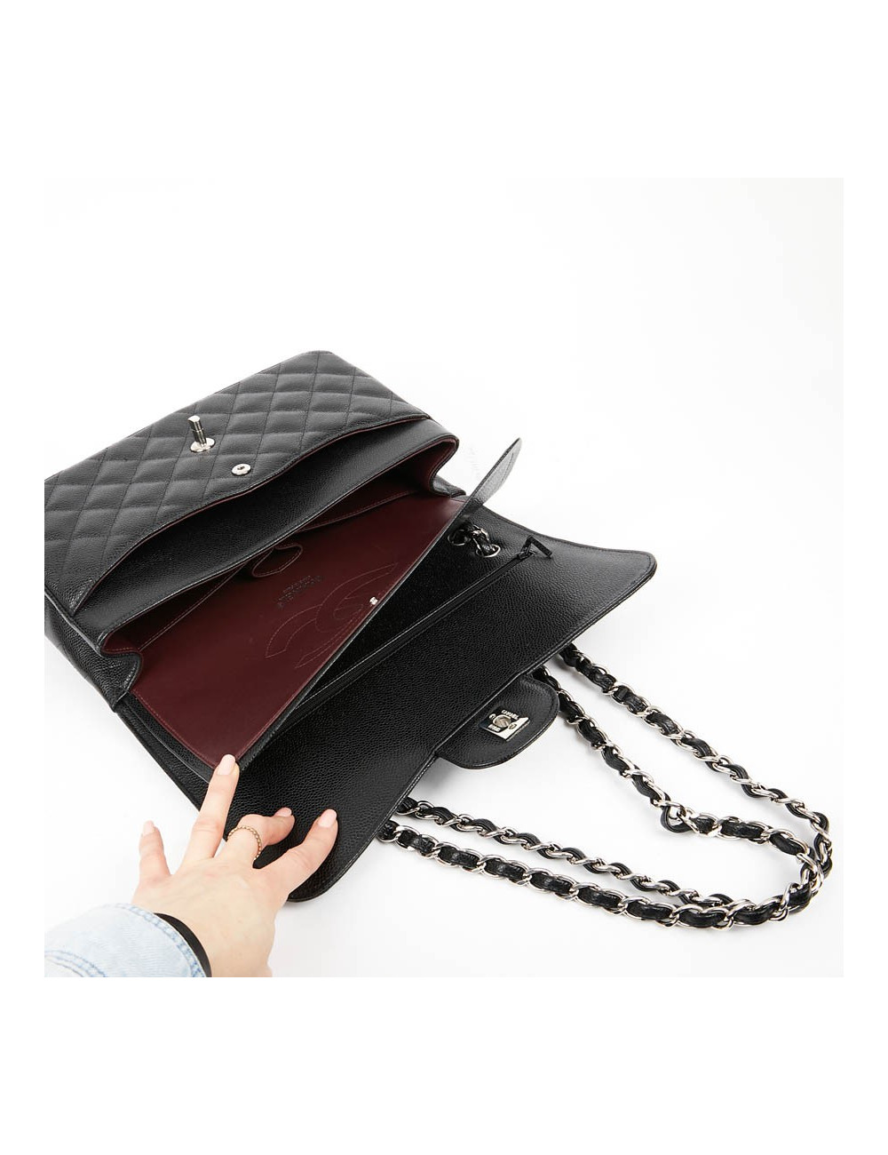 Sac Jumbo CHANEL cuir grainé noir