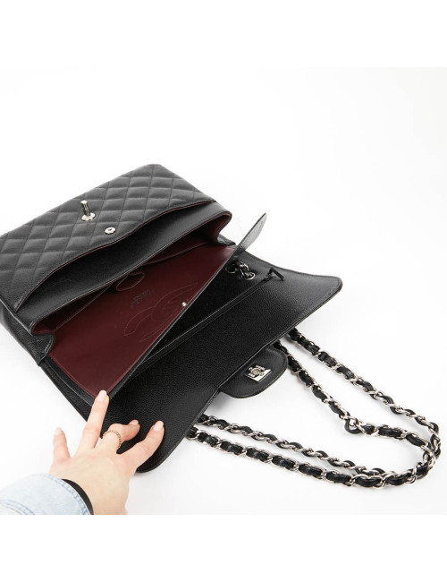 Sac Jumbo CHANEL cuir grainé noir