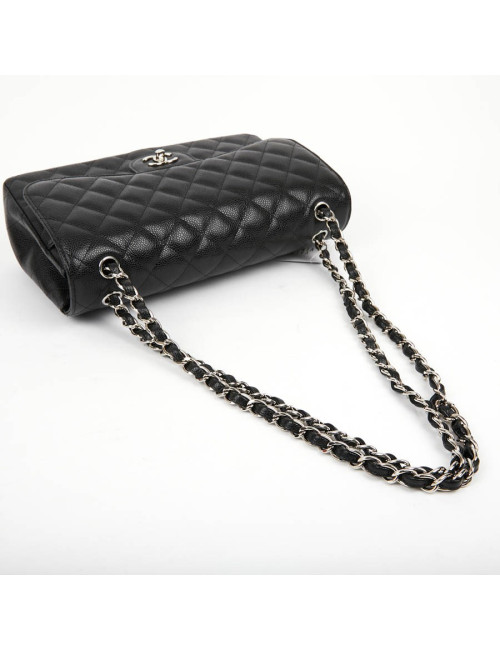 Sac Jumbo CHANEL cuir grainé noir