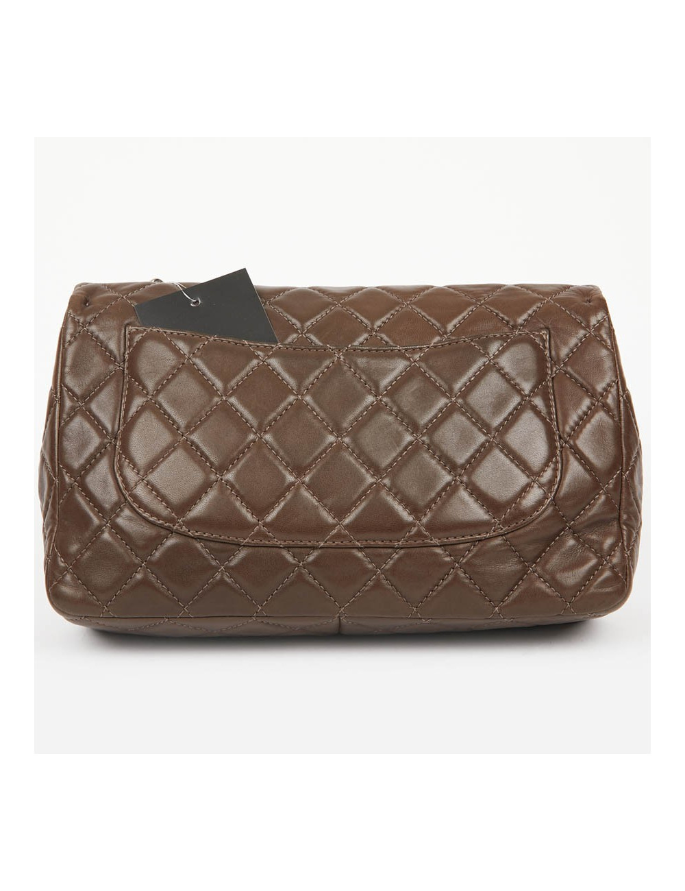 Grand sac CHANEL en cuir d'agneau lisse marron