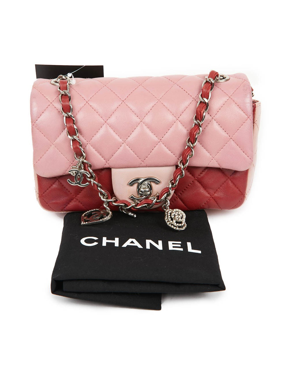 Mini CHANEL Timeless Bag in Tricolor Pink and Red Lambskin Leather