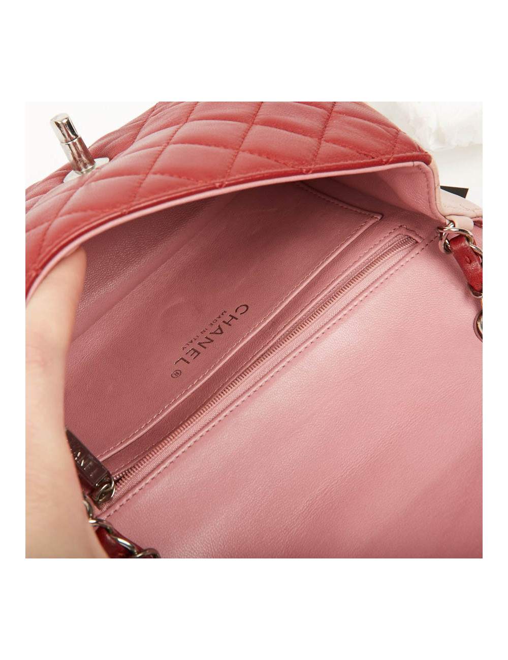 Mini timeless CHANEL cuir d'agneau matelassé tricolore