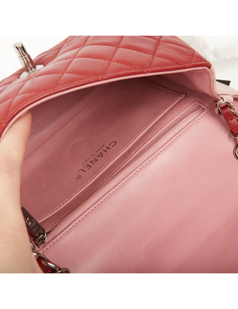 Mini timeless CHANEL cuir d'agneau matelassé tricolore