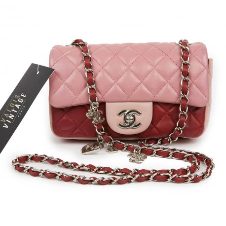 Chanel Pink Small Lambskin Tricolor Single Flap Leather ref.947875