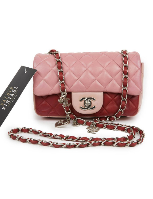 Mini timeless CHANEL cuir d'agneau matelassé tricolore