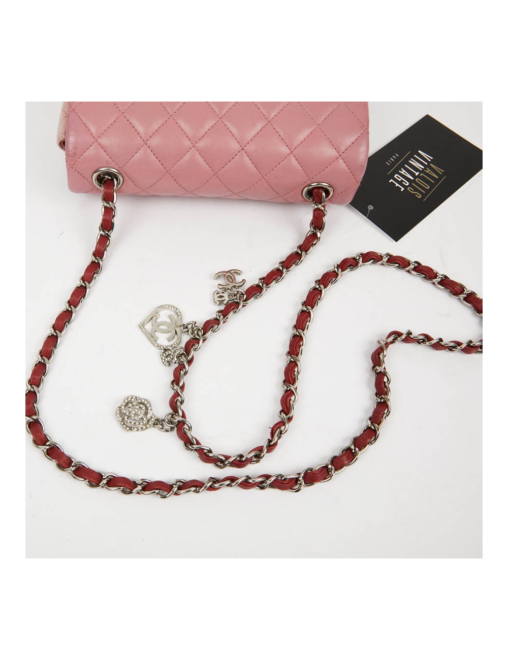 Mini CHANEL Timeless Bag in Tricolor Pink and Red Lambskin Leather