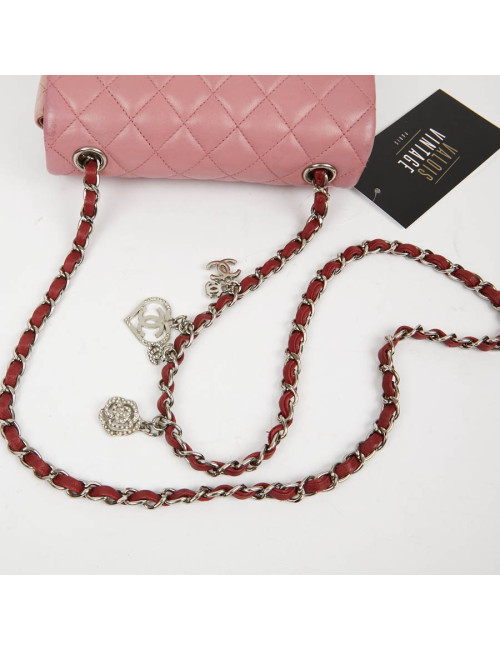 Mini CHANEL Timeless Bag in Tricolor Pink and Red Lambskin Leather