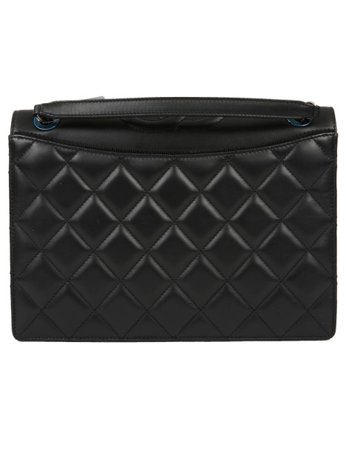 Sac en cuir d'agneau noir embossé CHANEL