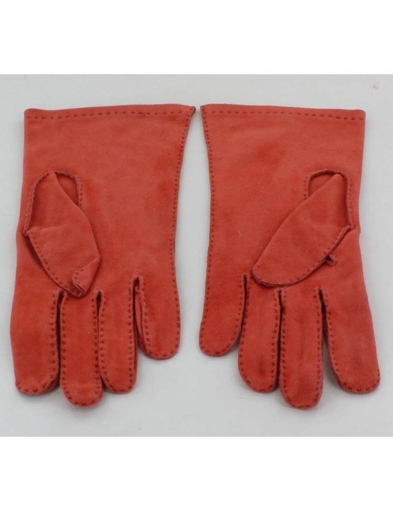 Gants HERMES en veau velours orange