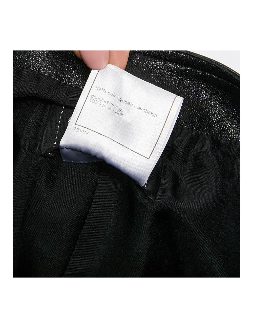 Jupe longue CHANEL T 44 en cuir d'agneau noir