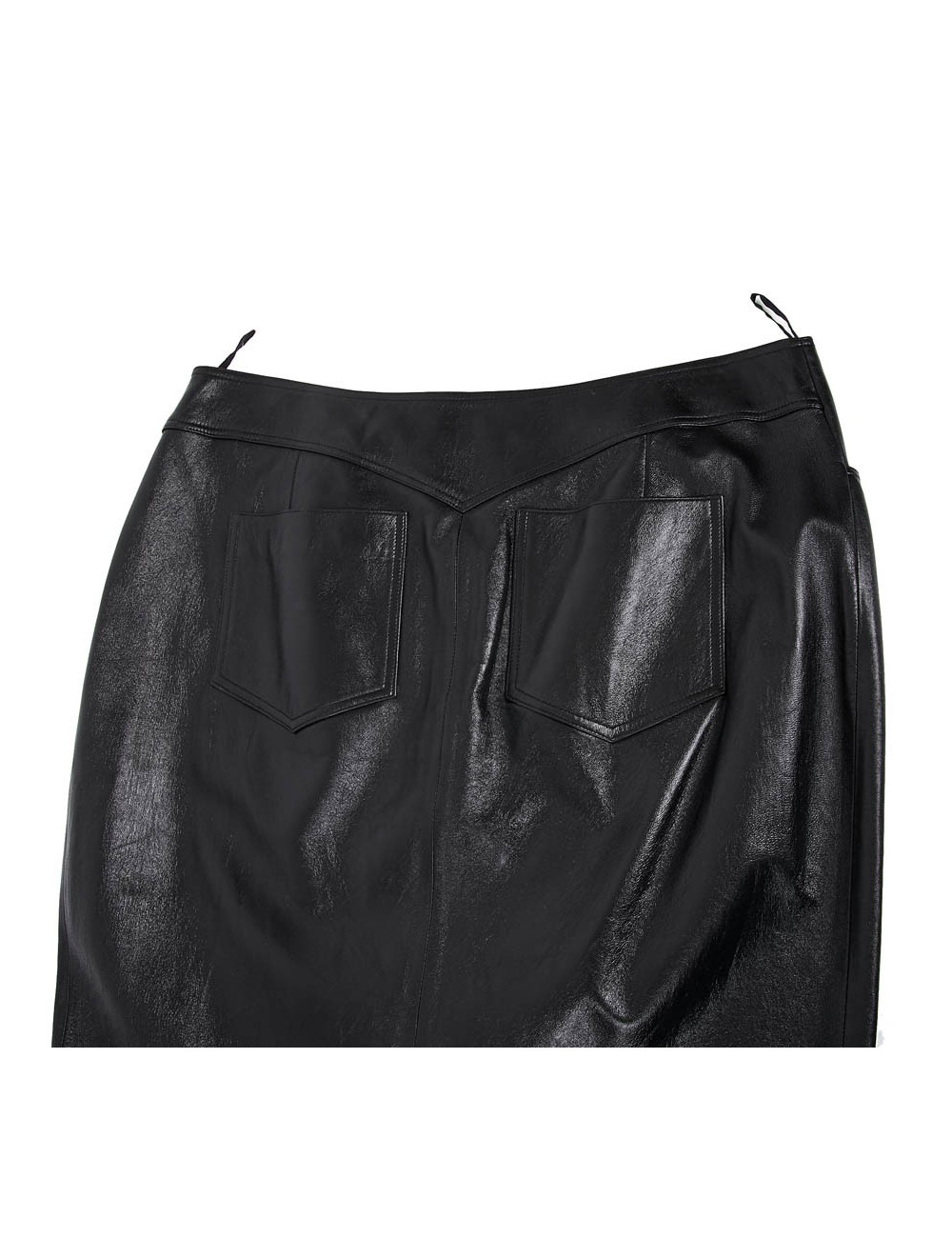 Jupe longue CHANEL T 44 en cuir d'agneau noir