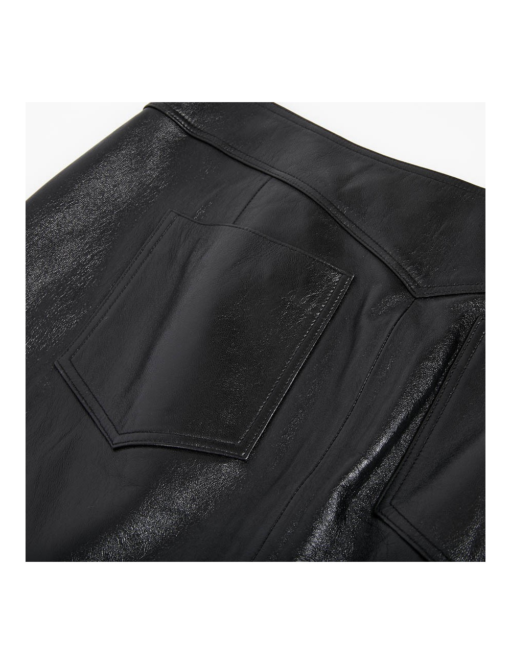 Jupe longue CHANEL T 44 en cuir d'agneau noir