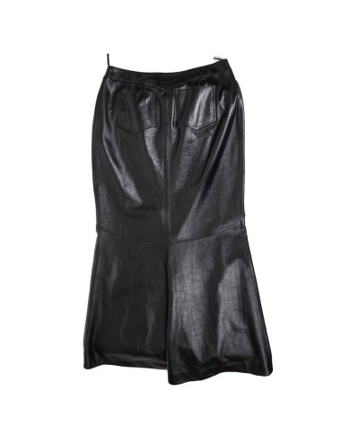 Jupe longue CHANEL T 44 en cuir d'agneau noir 2