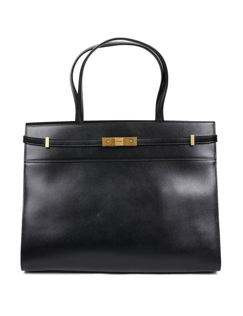 Sac Manhattan SAINT LAURENT medium shopping en cuir noir