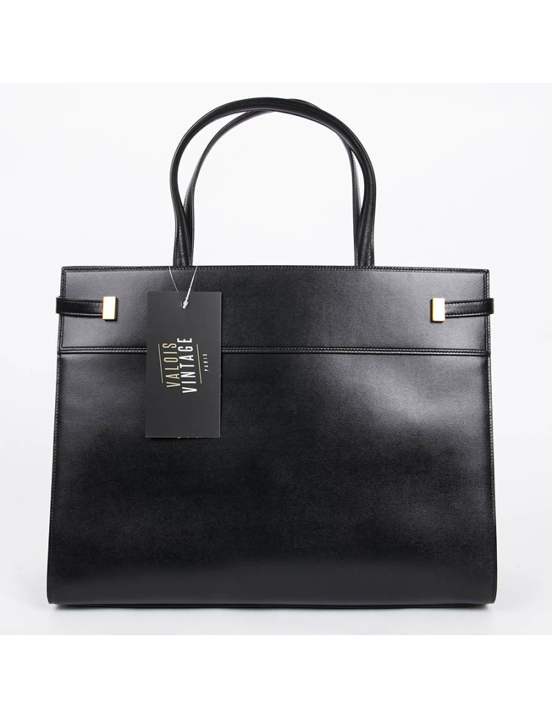 Sac Manhattan SAINT LAURENT medium shopping en cuir noir
