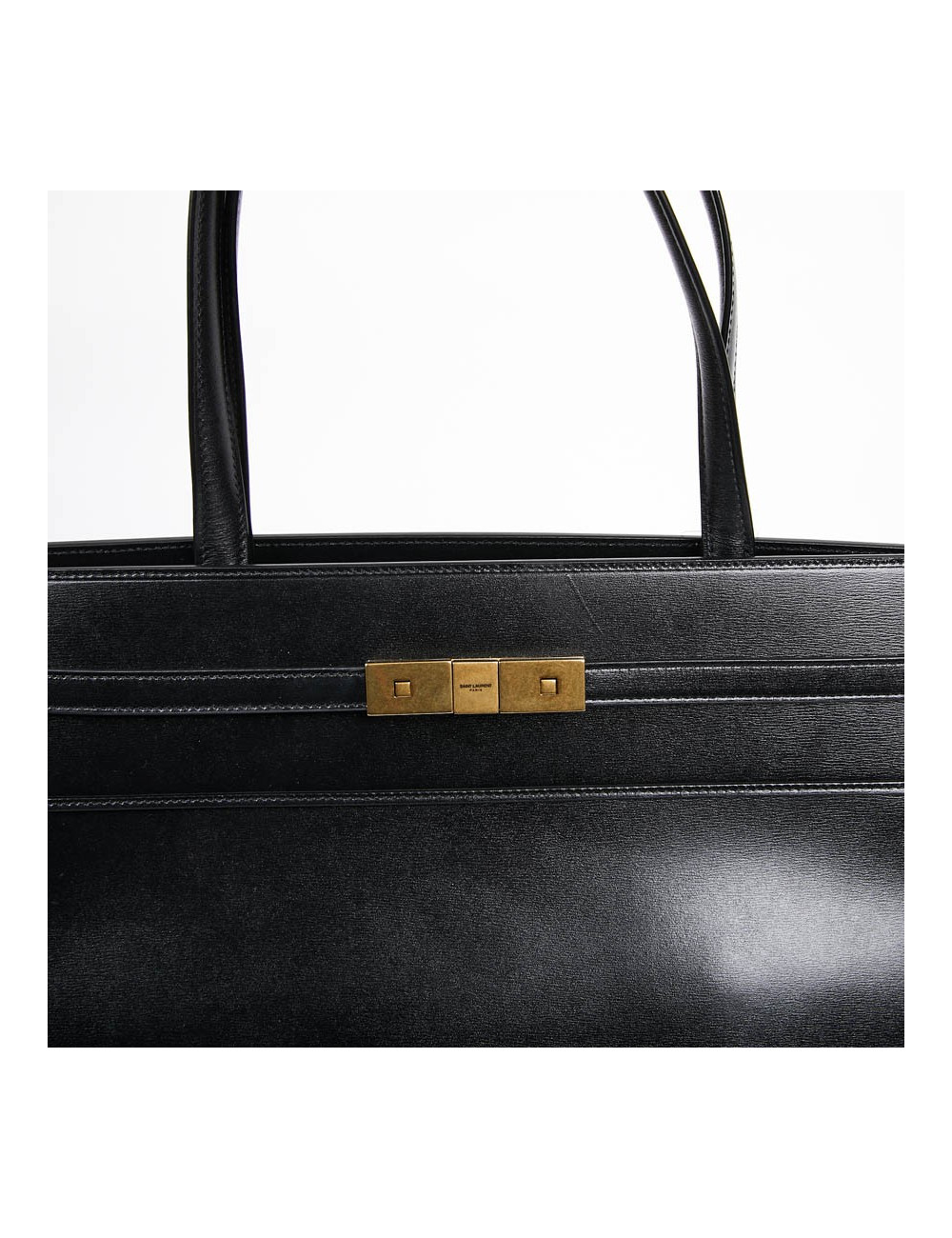 Sac Manhattan SAINT LAURENT medium shopping en cuir noir