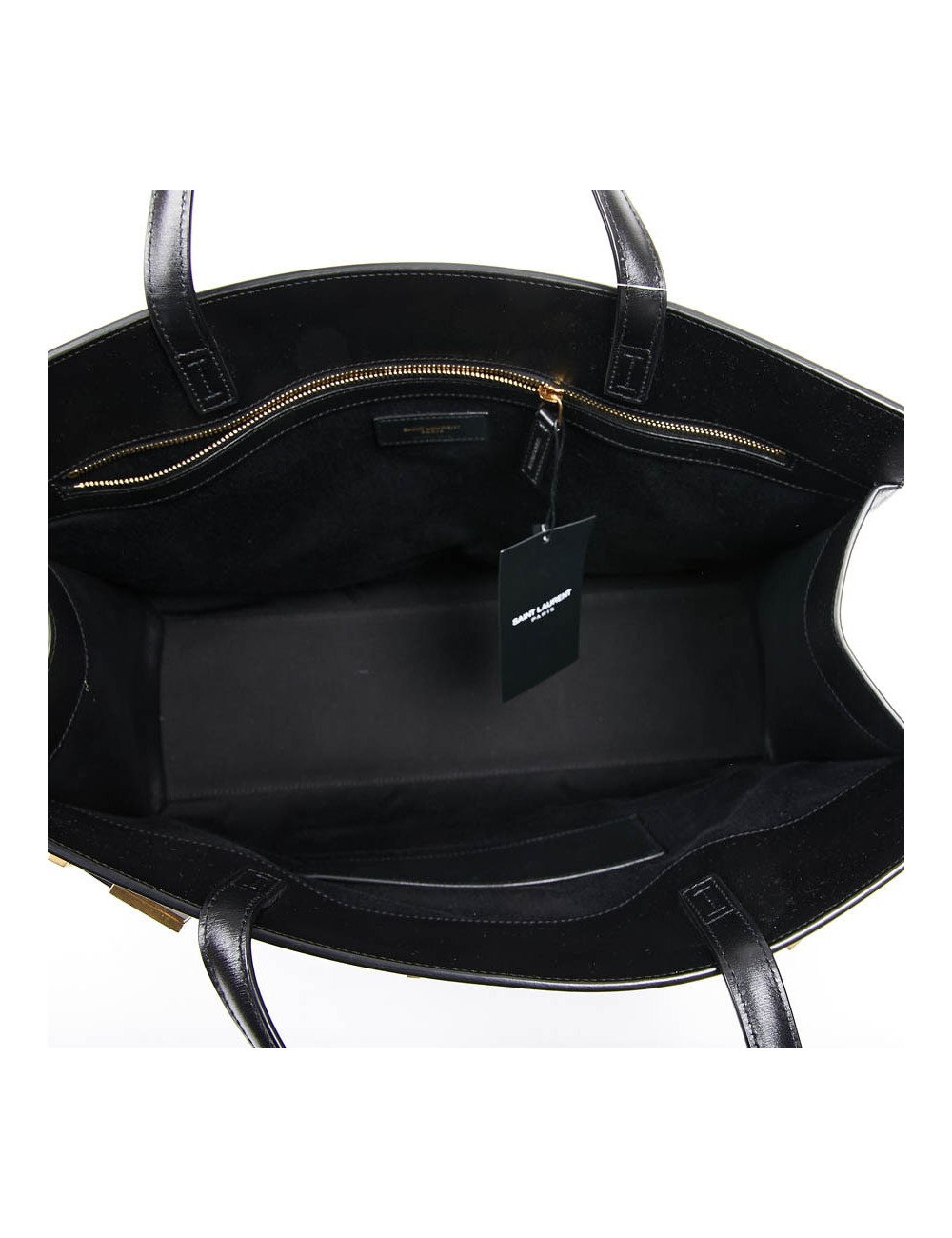 Sac Manhattan SAINT LAURENT medium shopping en cuir noir