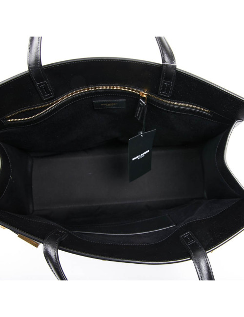 Sac Manhattan SAINT LAURENT medium shopping en cuir noir