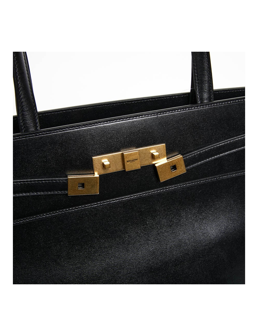 Sac Manhattan SAINT LAURENT medium shopping en cuir noir