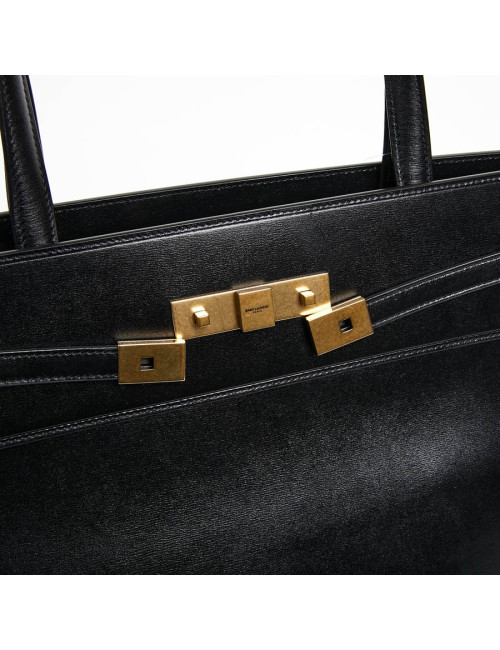Sac Manhattan SAINT LAURENT medium shopping en cuir noir
