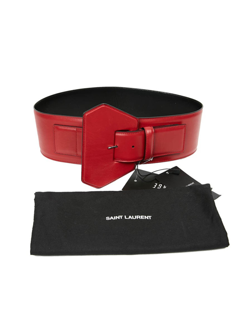 Large ceinture SAINT LAURENT en cuir rouge 