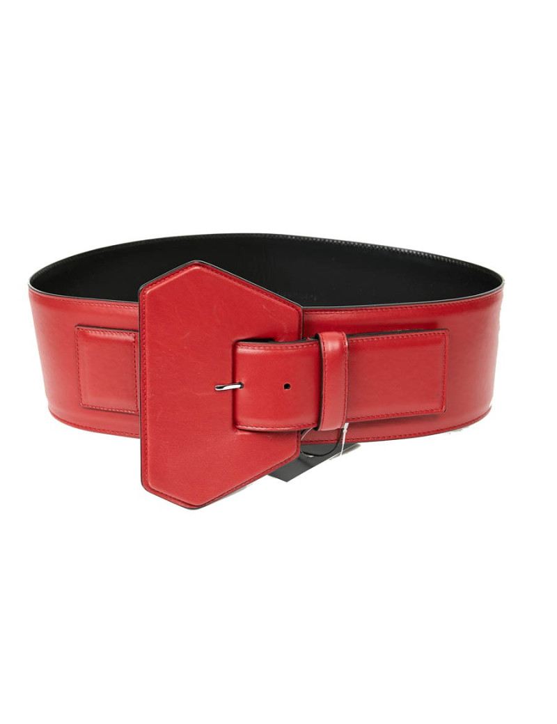 Large ceinture SAINT LAURENT en cuir rouge 
