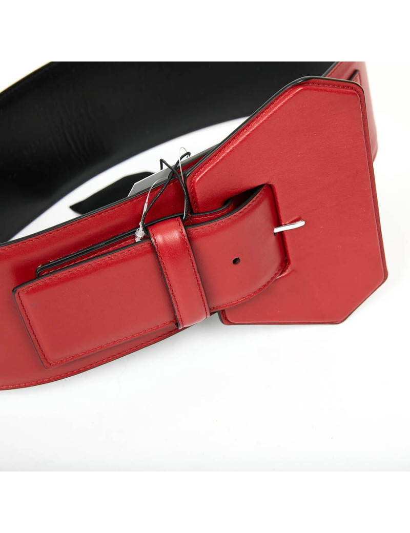 Large ceinture SAINT LAURENT en cuir rouge 