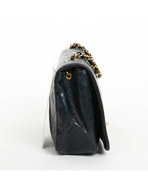 CHANEL Vintage Navy Blue Lambskin Bag - Second hand bag certified