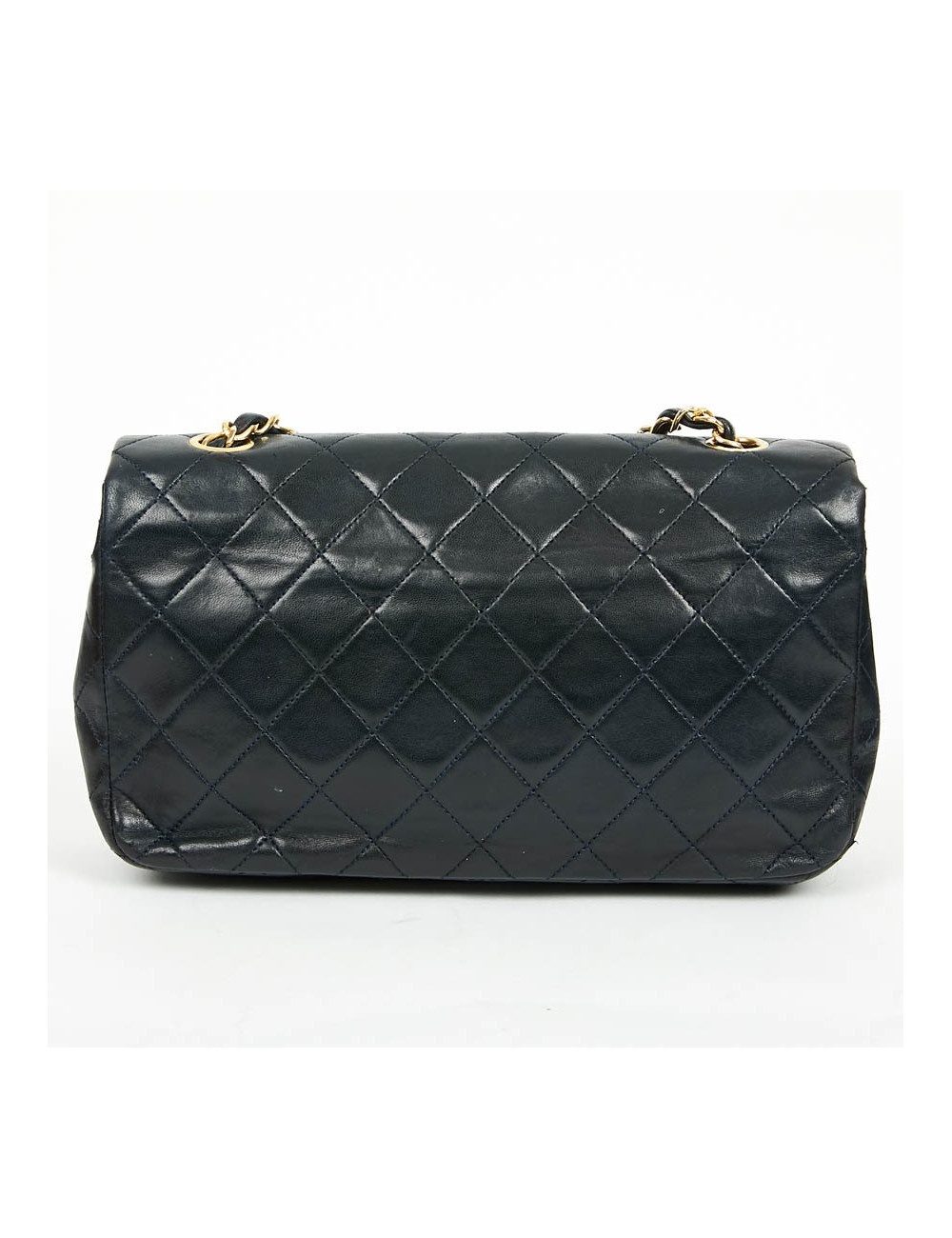 Sac CHANEL vintage bleu marine en cuir d'agneau