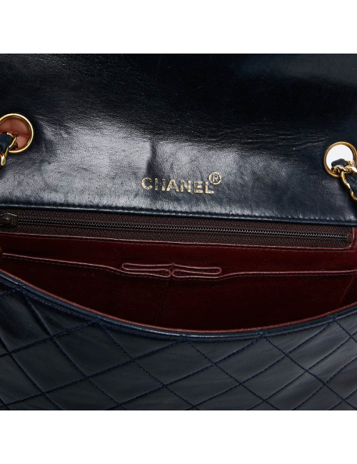 CHANEL Vintage Navy Blue Lambskin Bag - Second hand bag certified