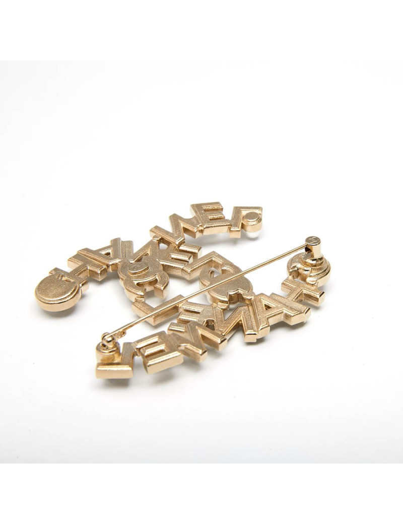 CHANEL Large CC Brooch in Gilt Metal, Pearls and Rhinestones