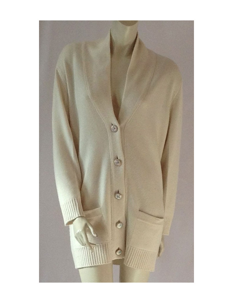 Cardigan CHANEL en cachemire beige 