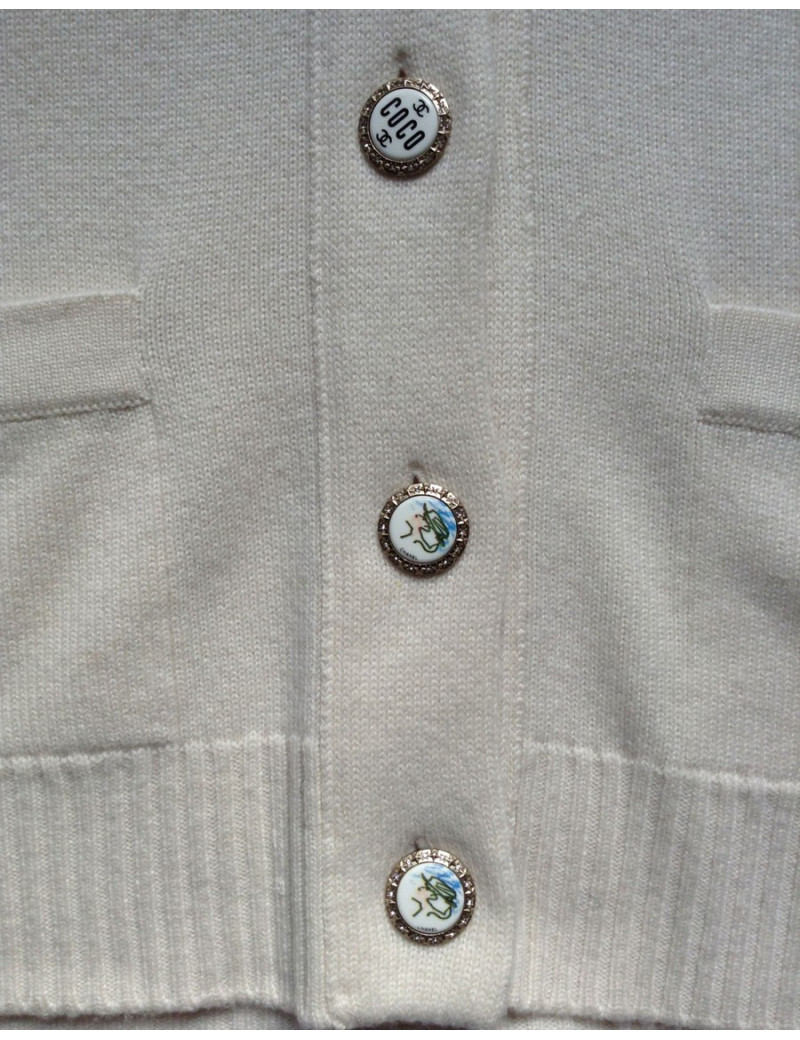 Cardigan CHANEL en cachemire beige 