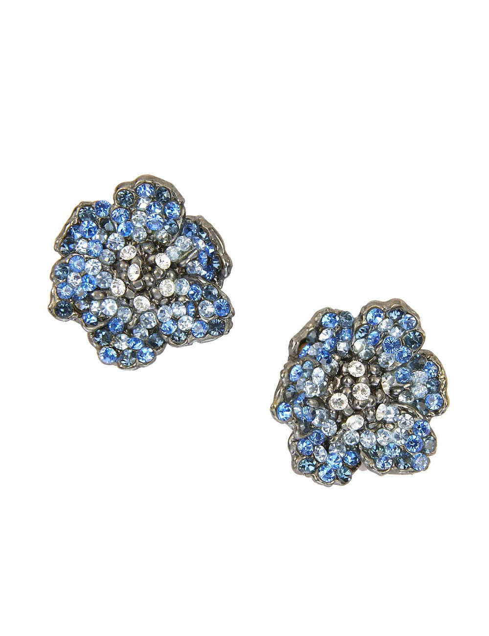 Clips GOOSSENS fleur strass bleus