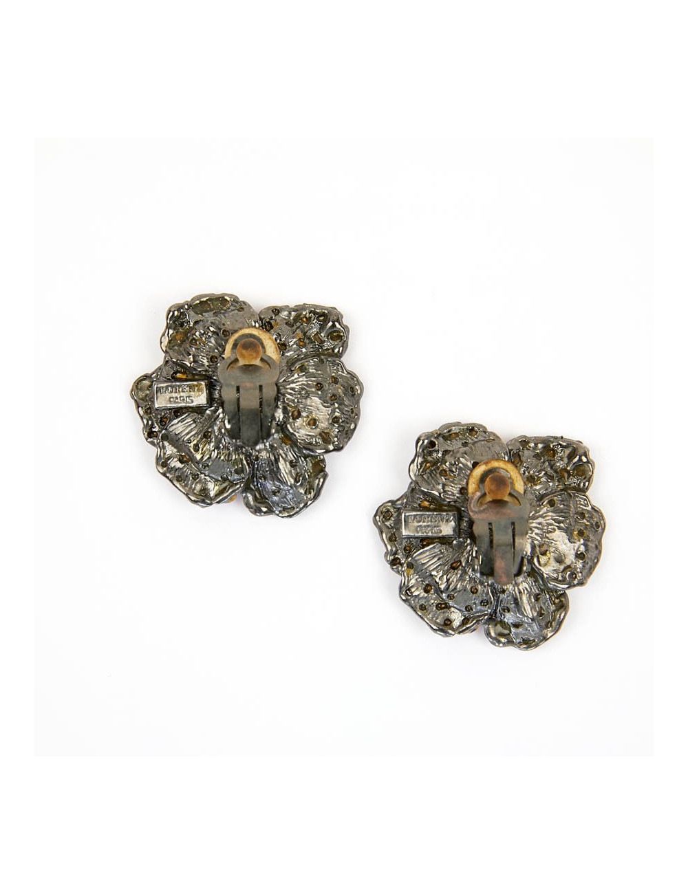 Clips GOOSSENS fleur strass bleus