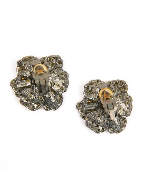 Clips GOOSSENS fleur strass bleus