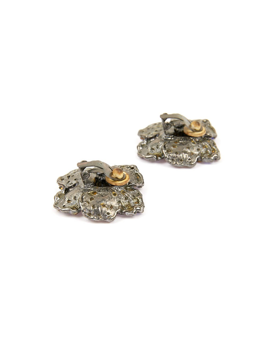 Clips GOOSSENS fleur strass bleus