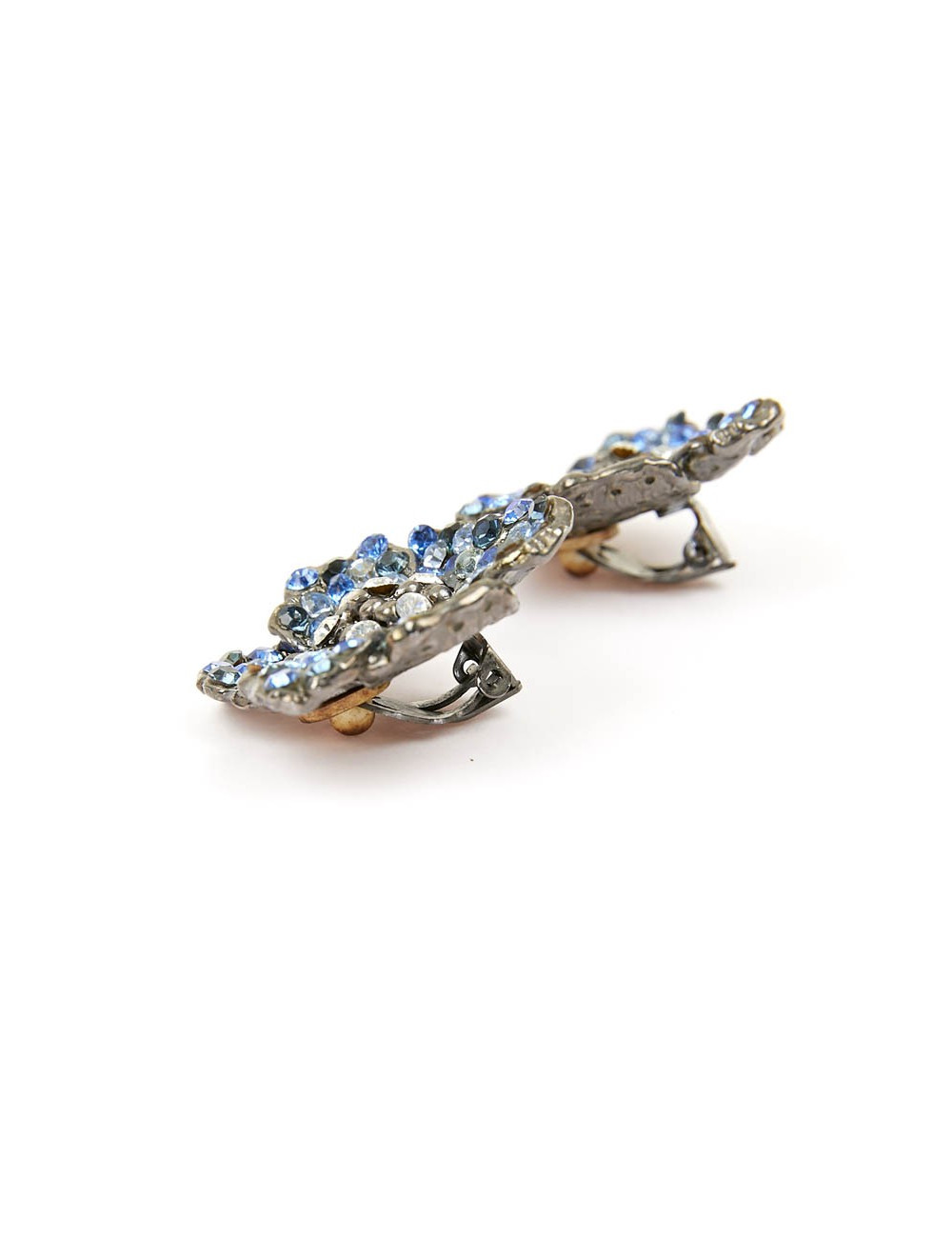 Clips GOOSSENS fleur strass bleus