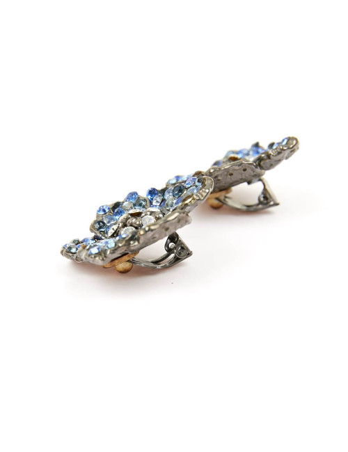 Clips GOOSSENS fleur strass bleus