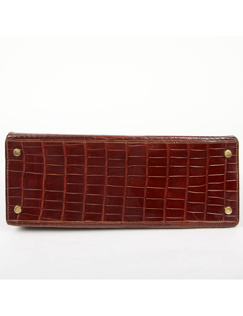 Kelly 28 HERMES alligator porosus cognac