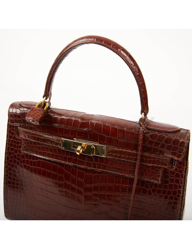 Kelly 28 HERMES alligator porosus cognac